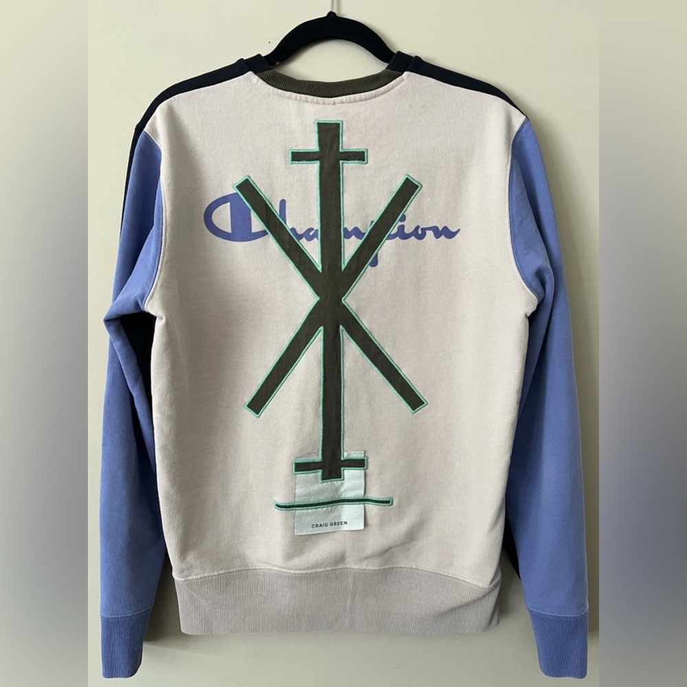 Craig Green x Champion Men's Blue Orange Quarter Zip Sweatshirt Size Large